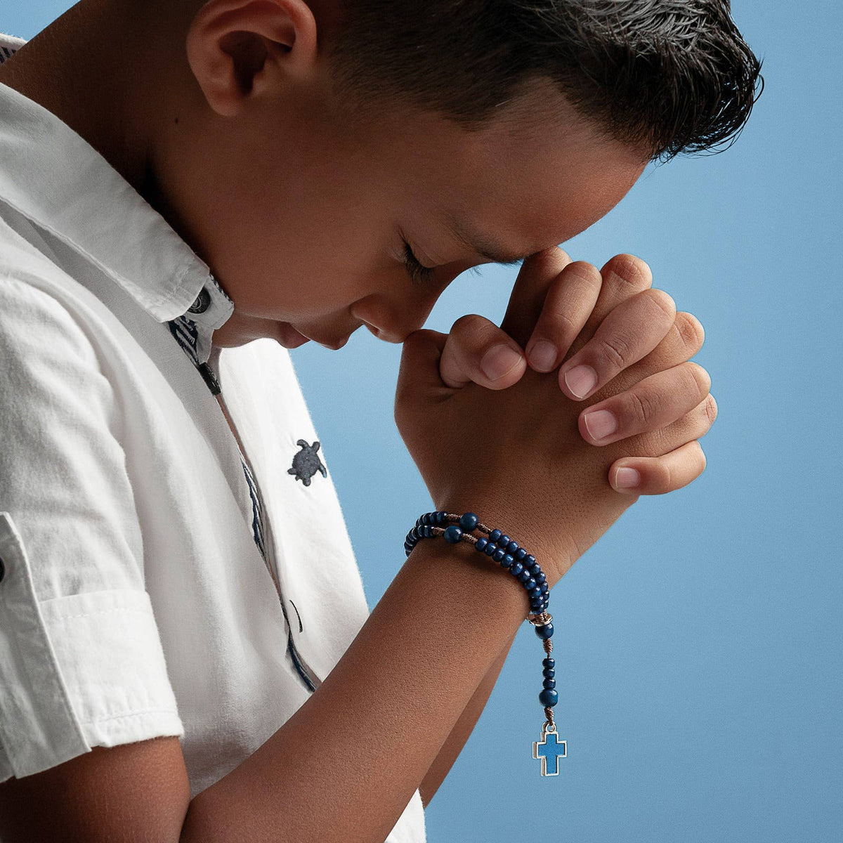 Child's Rosary Bracelet 8" - BLUE