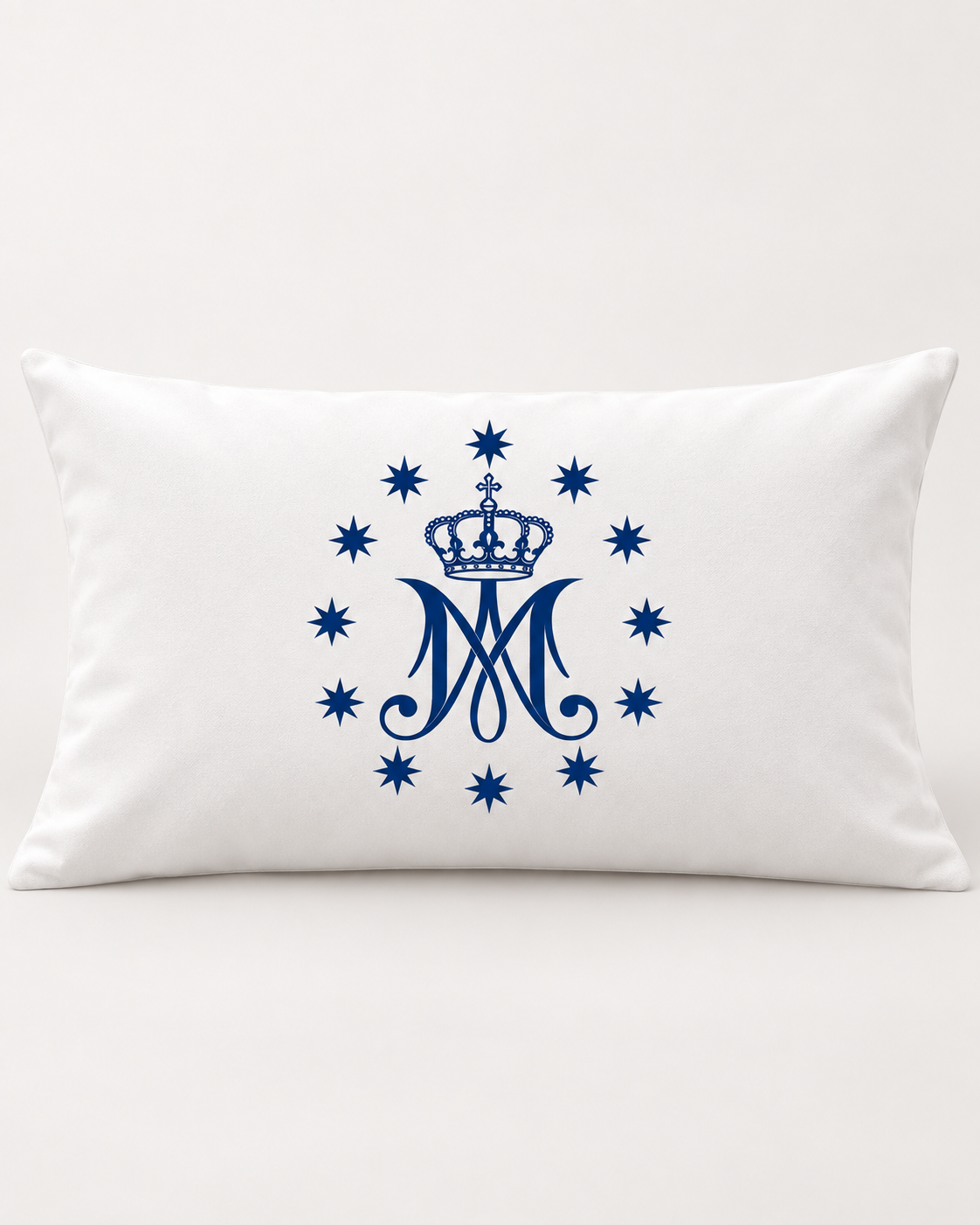 Virgin Mary Monogram Blue Marian Decor Cotton Pillowcase