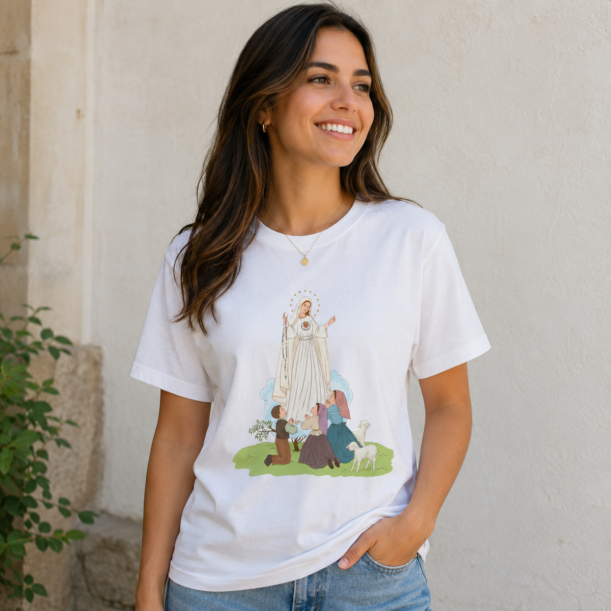 Our Lady of Fatima and the Three Shepherd Children Shirt