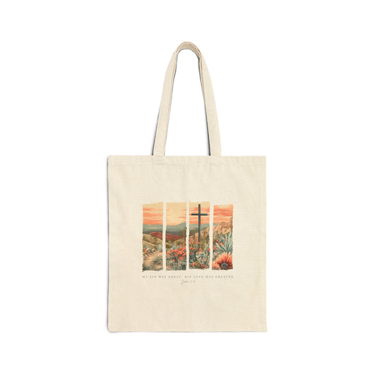 Greater Love Cross Tote Bag