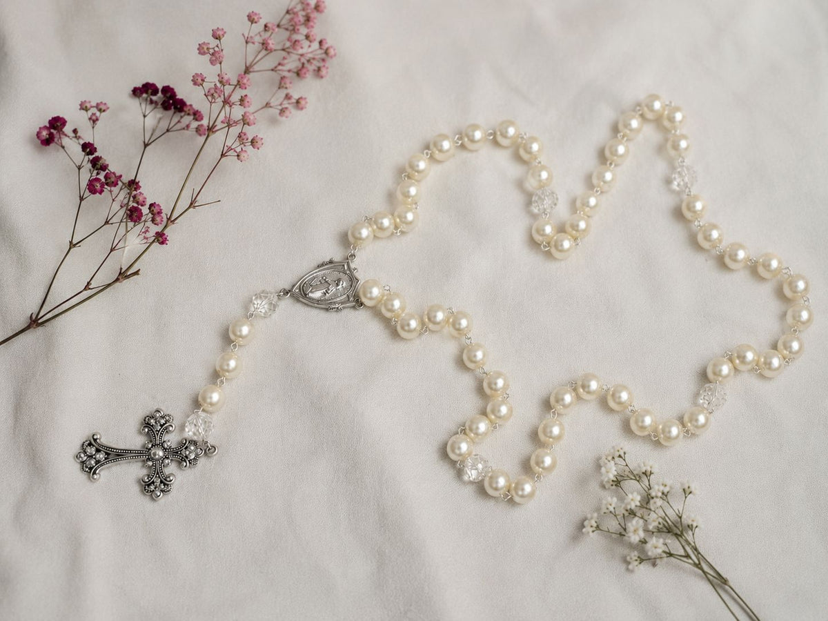 Elegant Pearl Rosary – Large Beads