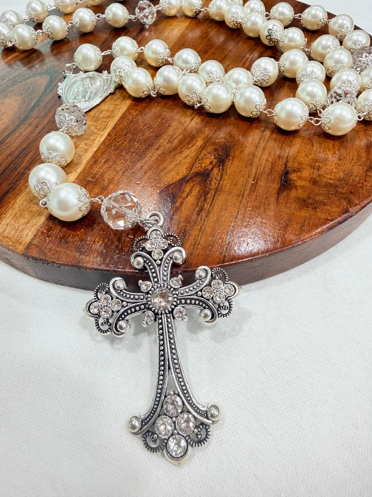 Elegant Pearl Rosary – Large Beads